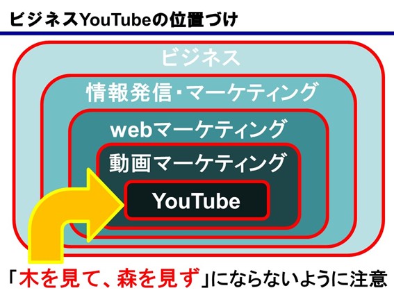 ビジネスYouTubeの位置づけ 「木を見て、森を見ず」にならないように注意